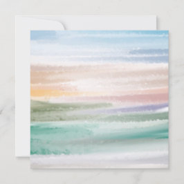 Cartão De Festividades Sandy Beach Ocean Waves Sunset Abstrato Watercolor