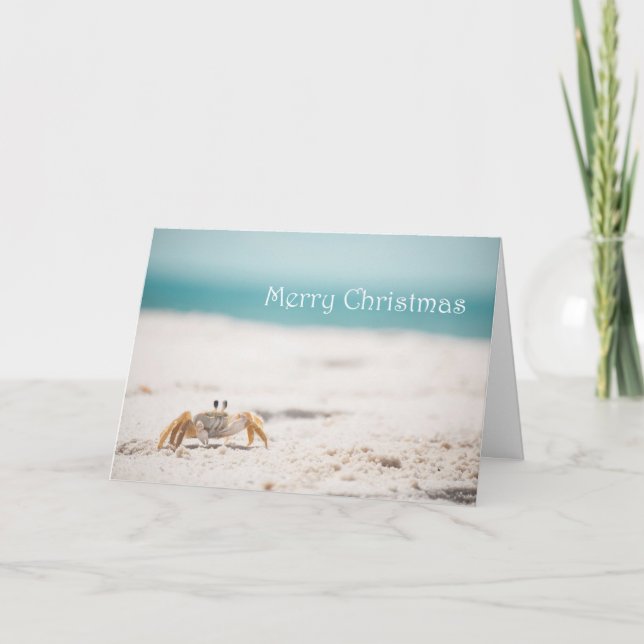 Cartão De Festividades Sandy Crab Christmas (Frente)