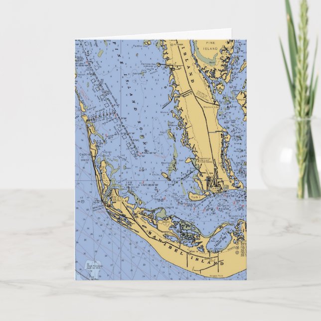 Cartão De Festividades Sanibel Island  Nautical Chart Christmas Card (Frente)