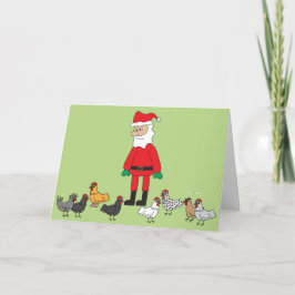 Cartão De Festividades Santa and Chickens