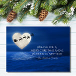 Cartão De Festividades Santa and Heart Full Moon Beach Christmas<br><div class="desc">This Christmas holiday flat greeting card features a heart shaped full moon with Santa and his sleigh above a moon lit body of water. The greeting on the front reads ~ "Wishing You a Merry Christmas and a Wonderful New Year". The greeting can be personalized to read as you wish...</div>