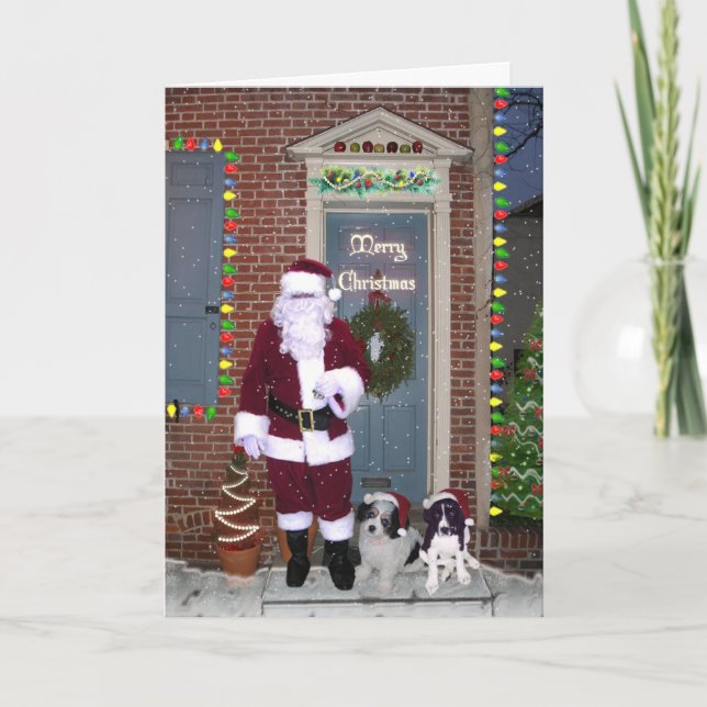 Cartão De Festividades Santa and Helpers Merry Christmas Card (Frente)