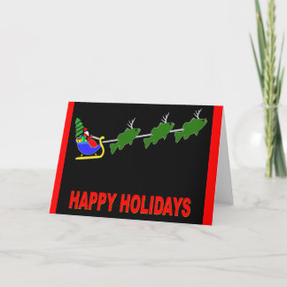 Cartão De Festividades Santa and his "Bass Deer" Card