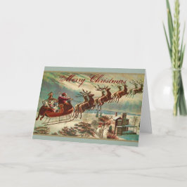 Cartão De Festividades Santa and his Reindeer Sled Christmas