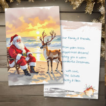 Santa and Reindeer at Beach Personalized Christmas
