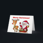 Cartão De Festividades Santa and Rudolph Saying Merry Christmas<br><div class="desc">Size: Standard (5" x 7") Birthdays or holidays, good days or hard days, Zazzle’s customized greeting cards are the perfect way to convey your wishes on any occasion. Add a photo or pick a design and brighten someone’s day with a simple “hi”! Dimensions: 5" x 7" (portrait) or 7" x...</div>