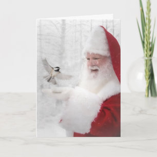 Cartão De Festividades Santa and the Chickadee Christmas Card