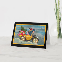 Cartão De Festividades Santa and the Sidecar