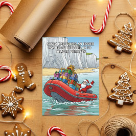 Cartão De Festividades Santa Arriving by Dinghy Funny Christmas