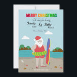 Cartão De Festividades Santa at the Beach Holiday Card<br><div class="desc">A cute Christmas card with a coastal landscape and Santa in his beach attire. (Christmas vector created by freepik - www.freepik.com). The card is easy to customize with your wording, font, font color and paper shape options. Not exactly what you're looking for? All our products can be custom designed to...</div>