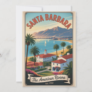 Cartão De Festividades Santa Bárbara Califórnia Viagem Retro Vintage