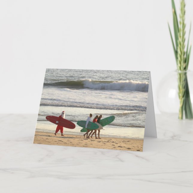 Cartão De Festividades Santa..."Beats Sliding Down Chimneys!" (Frente)