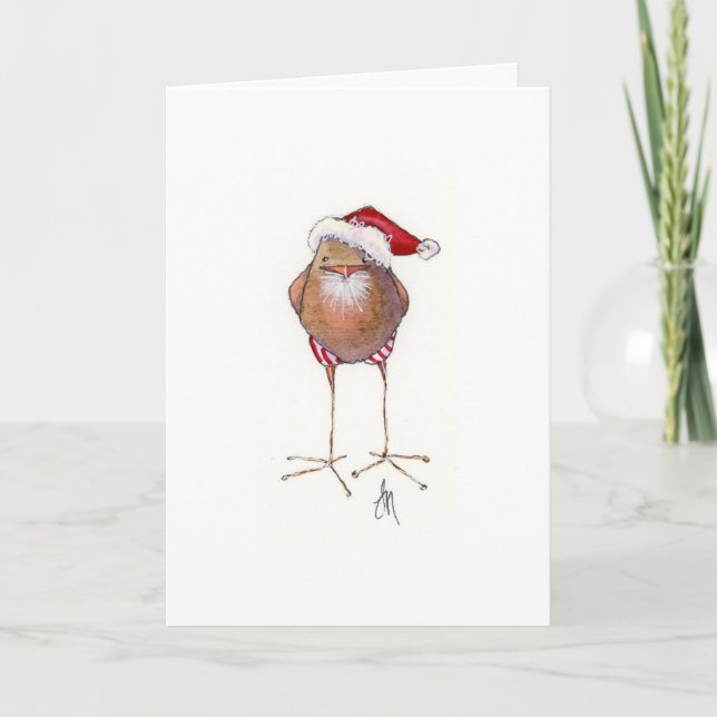 Cartão De Festividades Santa bird Christmas card (Frente)
