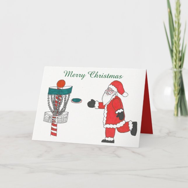 Cartão De Festividades Santa Cause playing disc golf Christmas card (Frente)