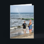 Cartão De Festividades Santa Checking Out Rehoboth Fisher... - Customized<br><div class="desc">Santa advising fisherman on beach</div>