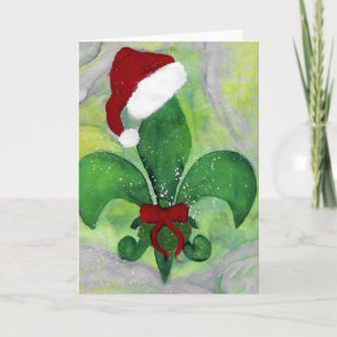Cartão De Festividades Santa Christmas Fleur de lis Holiday Card