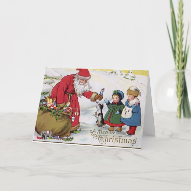 Cartão De Festividades Santa Christmas Greetings Happy New Year (Frente)