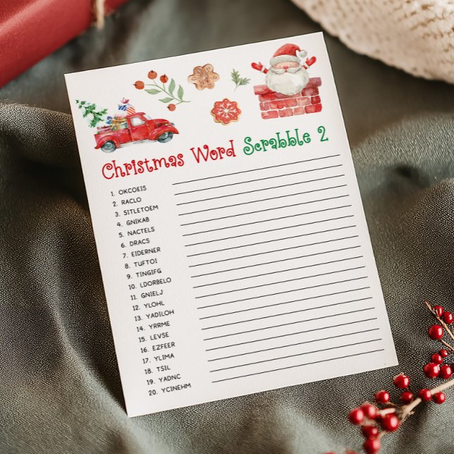 Cartão De Festividades Santa Christmas Word Scrabble Game (Christmas Party Games)
