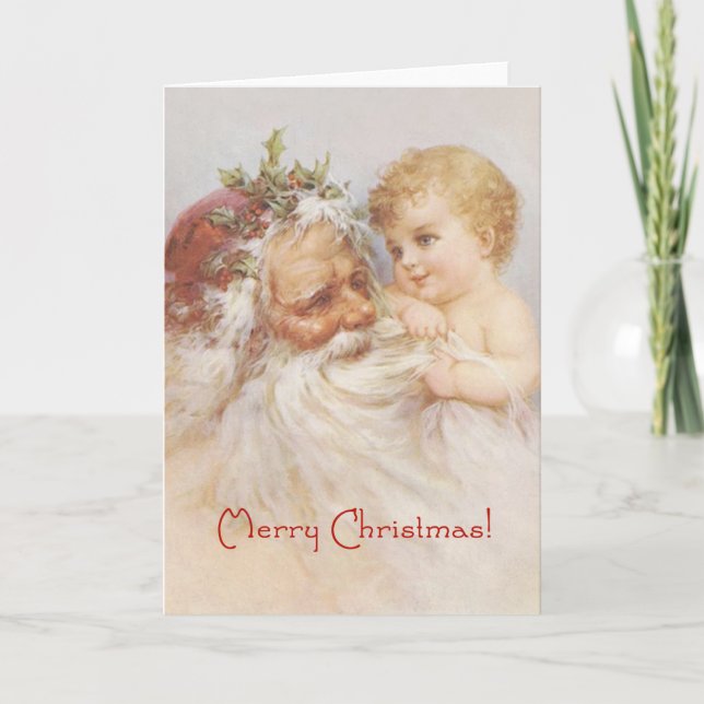 Cartão De Festividades Santa Claus and Baby by Raphael Tuck Card (Frente)