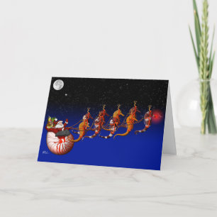 Cartão De Festividades Santa Claus and Seahorse Sleigh Greeting Card