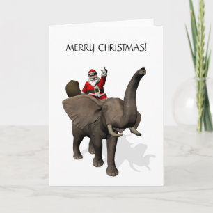 Cartão De Festividades Santa Claus Andando Elefante