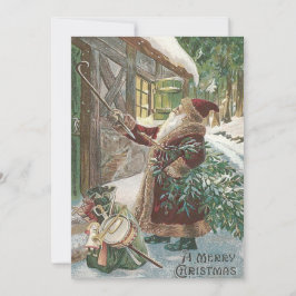 Cartão De Festividades Santa Claus Árvore de Natal Sack of Toys Cottage