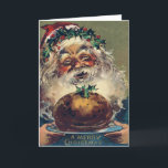 Cartão De Festividades Santa Claus Christmas Ham Holly<br><div class="desc">Hora de celebrar as férias. Este impressão de natal vintage mostra Papai Noel com presunto de Natal e Holly.</div>