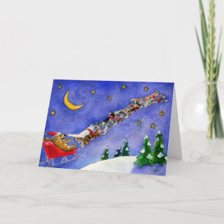 Cartão De Festividades Santa Claus Dog Reindeer Cats funny Christmas card