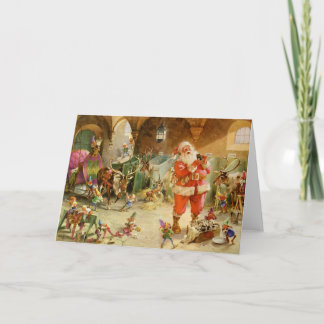 Cartão De Festividades Santa Claus in the North Pole Reindeer Stables