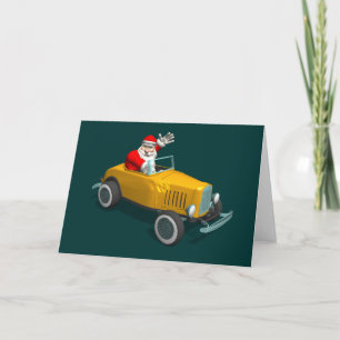Cartão De Festividades Santa Claus In Yellow Hot Rod