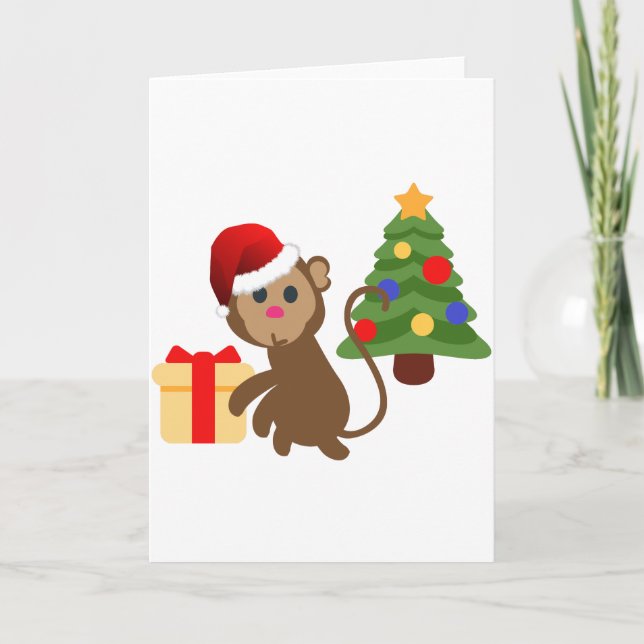 Cartão De Festividades santa claus monkey emoji (Frente)