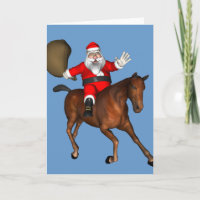 Santa Claus Riding A Brown Horse