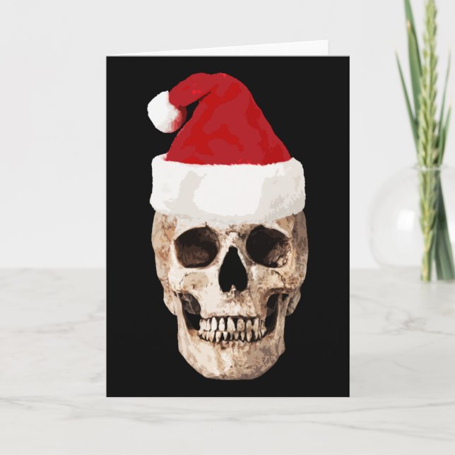 Cartão De Festividades Santa Claus Skull - Christmas is Dead (Frente)