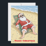 Cartão De Festividades Santa Claus Tropical Beach Feliz Natal<br><div class="desc">Dê aos seus entes queridos um pouco de calor de Natal com este cartão postal engraçado! A ilustração mostra o Papai Noel caindo ao sol na praia sob palmeiras, em vez do tradicional trenó e neve. Esta é uma escolha perfeita para pessoas que amam uma abordagem incomum às tradições de...</div>