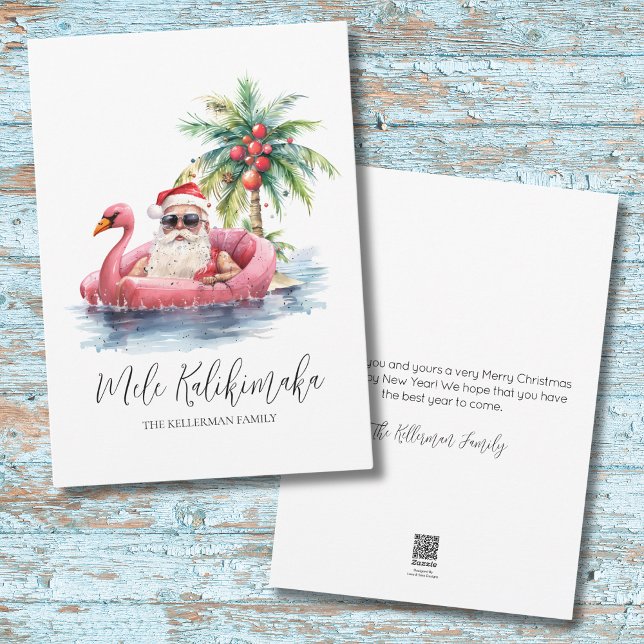 Cartão De Festividades Santa Claus Tropical Mele Kalikimaka Natal (Santa Claus Tropical Mele Kalikimaka Christmas Holiday Card)