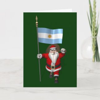 Cartão De Festividades Santa Claus With Ensign Of Argentina