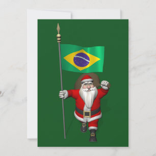 Cartão De Festividades Santa Claus With Ensign Of Brazil