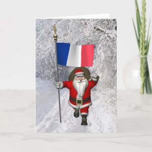 Cartão De Festividades Santa Claus With Ensign Of France