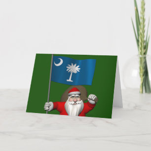 Cartão De Festividades Santa Claus With Ensign Of South Carolina