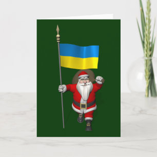 Cartão De Festividades Santa Claus With Ensign Of The Ukraine