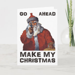 Cartão De Festividades Santa Clause aiming gun - Make My Funny Christmas
