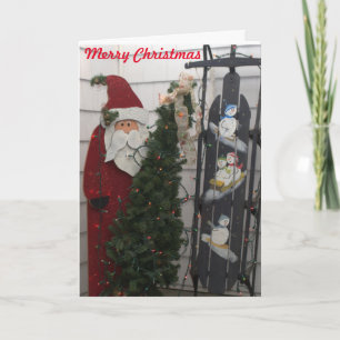Cartão De Festividades Santa Clause Snowmen Sled Card