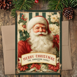 Cartão De Festividades Santa Clause Vintage de Natal