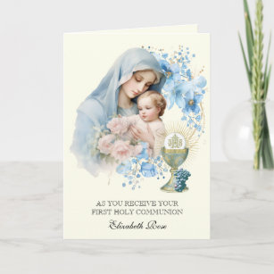 Cartão De Festividades Santa comunhão Mary Jesus Floral