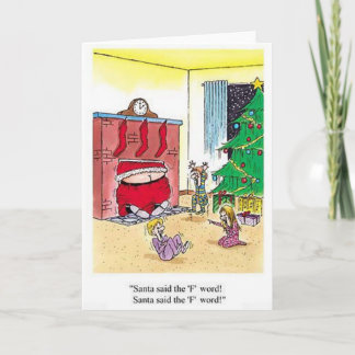 Cartão De Festividades Santa Curses F Word Funny Greeting Card