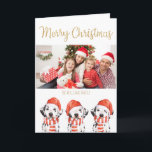 Cartão De Festividades Santa Dalmatian Dog Merry Christmas with Photo<br><div class="desc">Personalize this quirky Dalmatian holiday card with your details and a holiday message easily and quickly, simply press the customise it button to further re-arrange, format the style and placement of the text and to add a photo. Background color can be altered to suit your preference.  (c) THE HAPPY CAT...</div>