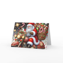 Santa Delivering Packages on Red Motorcycle