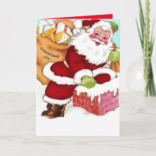 Cartão De Festividades Santa Down the Chimney