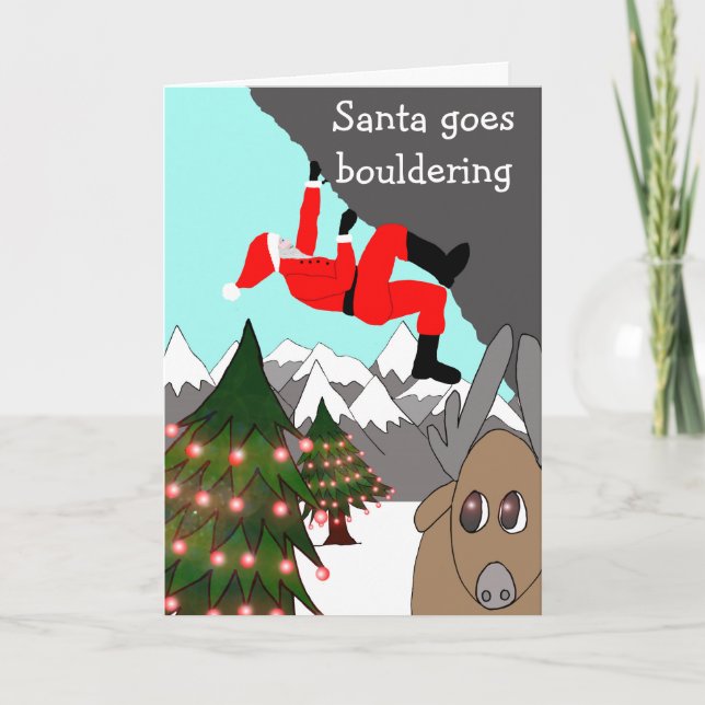 Cartão De Festividades Santa goes bouldering Christmas card (Frente)