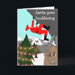Cartão De Festividades Santa goes bouldering Christmas card<br><div class="desc">Thrill your climber friends with this Christmas card featuring Santa climbing a rock face whilst watched by a reindeer and the text 'Santa goes bouldering' and a customizable festive greeting inside,  art and design by J.M.Tellam BA (hons) copyright Climbergoop</div>